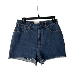 Everlane Women's The Way-High Denim Shorts Size 27 Medium Wash 5 Pocket Frayed